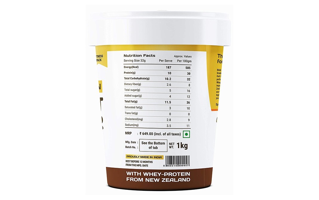 Pintola High Protein Peanut Butter Crunchy Dark Chocolate   Jar  1 kilogram